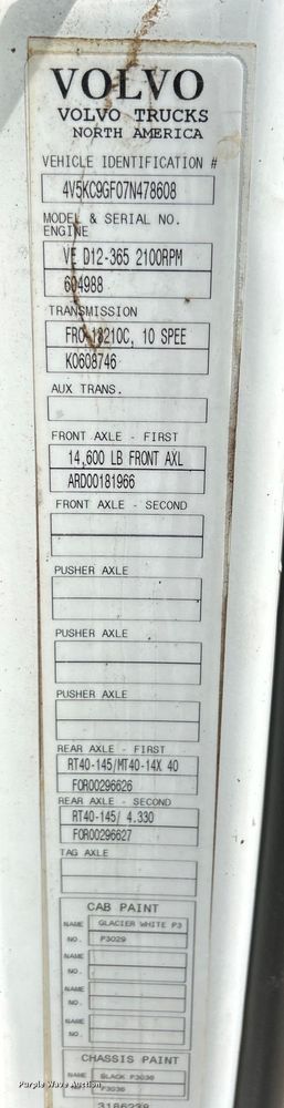 image for item EK4594 2007 Volvo VHD dump truck