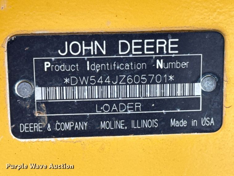 image for item ND9315 2006 John Deere 544J wheel loader