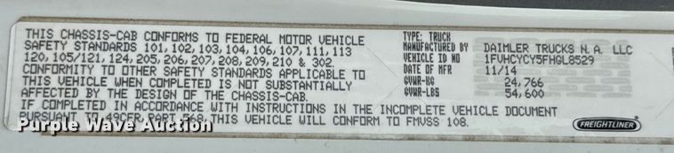 image for item ND9350 2015 Freightliner Business Class M2 bucket truck