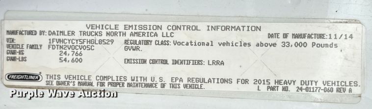 image for item ND9350 2015 Freightliner Business Class M2 bucket truck