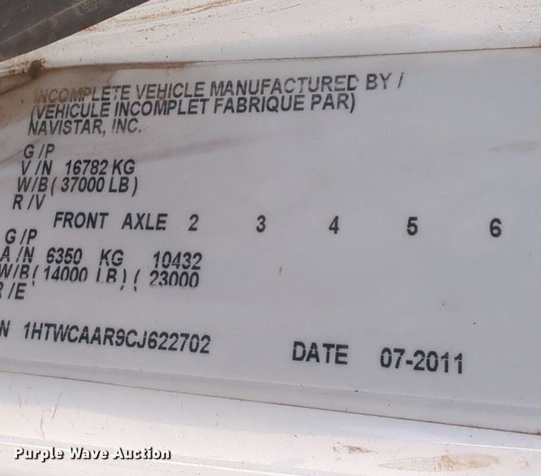 image for item NG9759 2012 International WorkStar 7300 bucket truck