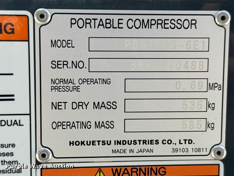 image for item NL9815 Airman PDS100S-6E1 air compressor