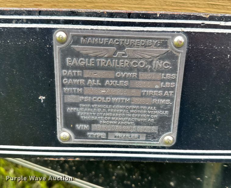 image for item NT9227 2005 Eagle  utility trailer