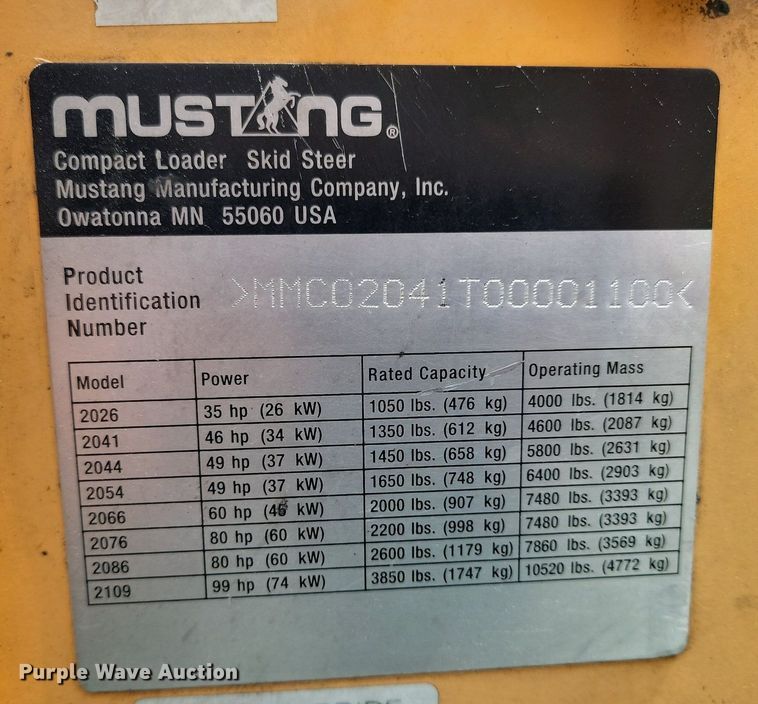 image for item NZ9837 2006 Mustang  2041 skid steer loader