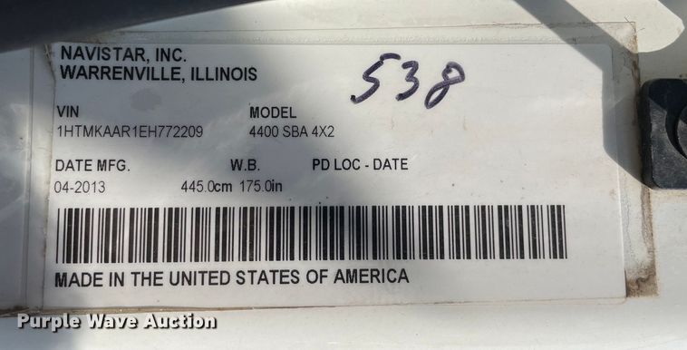 image for item OG9912 2014 International  4400 sewer jetter truck