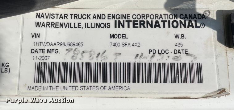 image for item OG9913 2008 International  7400  sewer jetter truck