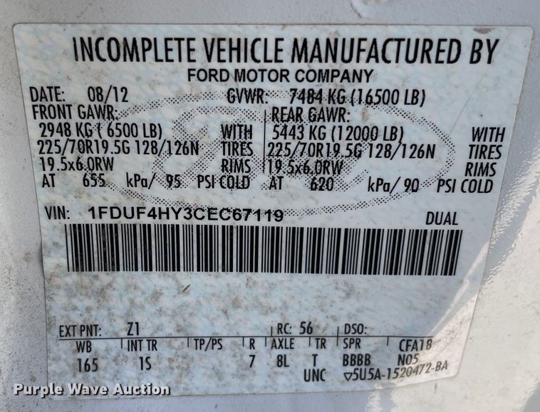 image for item OG9941 2012 Ford F450 Super Duty XL bucket truck