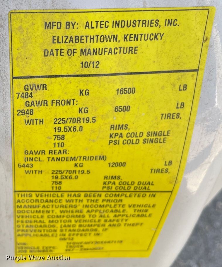 image for item OG9941 2012 Ford F450 Super Duty XL bucket truck