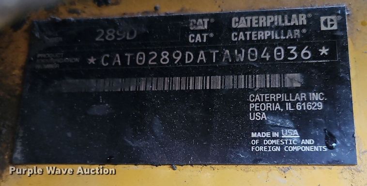 image for item OK9879 2015 Caterpillar  289D tracked skid steer loader