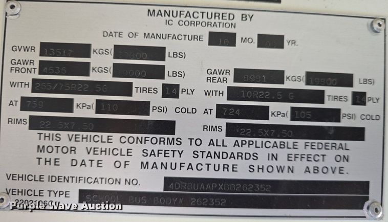 image for item DM1612 2011 IC CE school bus