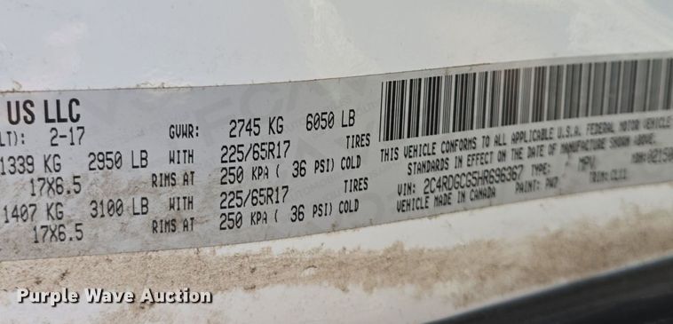 image for item DM1643 2017 Dodge  Grand Caravan SXT van