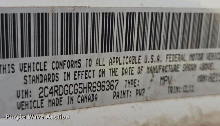 image for item DM1643 2017 Dodge  Grand Caravan SXT van