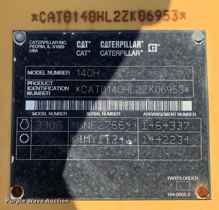 image for item DM7861 2001 Caterpillar 140H  motor grader