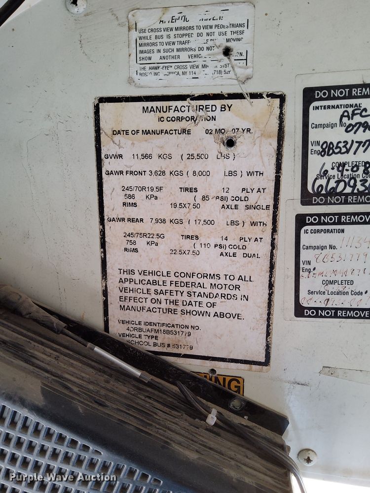 image for item DQ6101 2008 IC Corporation CE200 school bus