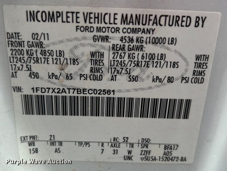 image for item EG0347 2011 Ford F250 Super Duty SuperCab utility bed pickup truck