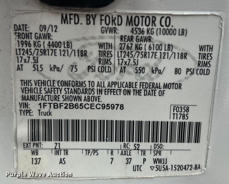 image for item EG0350 2012 Ford F250 Super Duty pickup truck