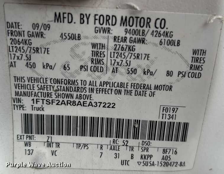 image for item EG0355 2010 Ford F250 Super Duty pickup truck