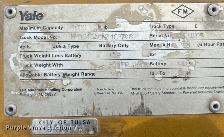 image for item EG0378 Yale MPB040ACN24C2748 pallet jack