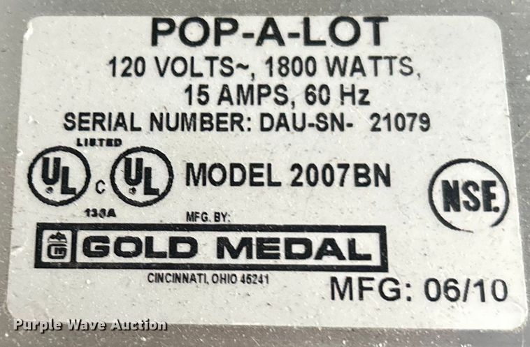 image for item EG0423 Gold Metal 2007BN Pop-A-Lot popcorn machine