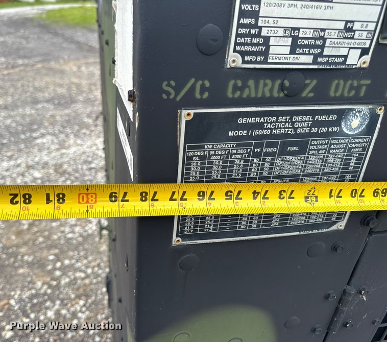 image for item EH6789 1998 Fermont Division MEP-805A generator