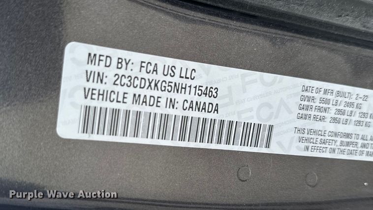 image for item EH6794 2022 Dodge Charger Police 