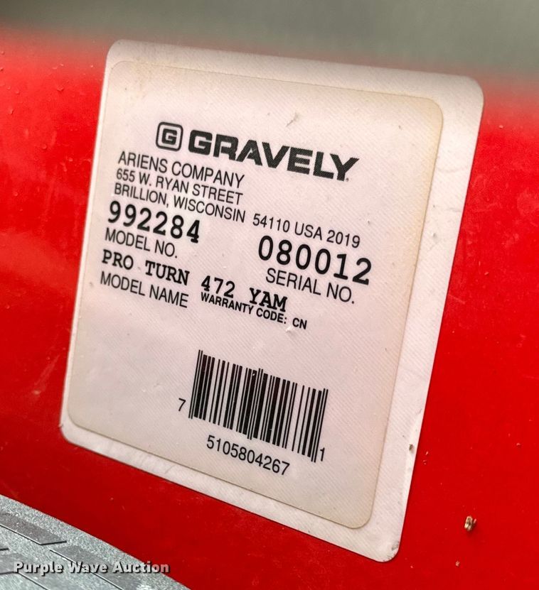 image for item EH6800 2019 Gravely Pro-Turn 472 ZTR lawn mower