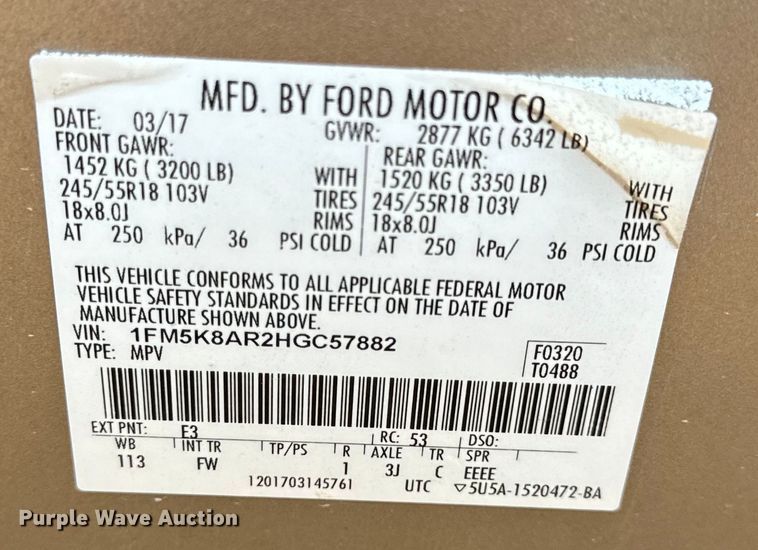 image for item EH6808 2017 Ford Explorer Police Interceptor  SUV