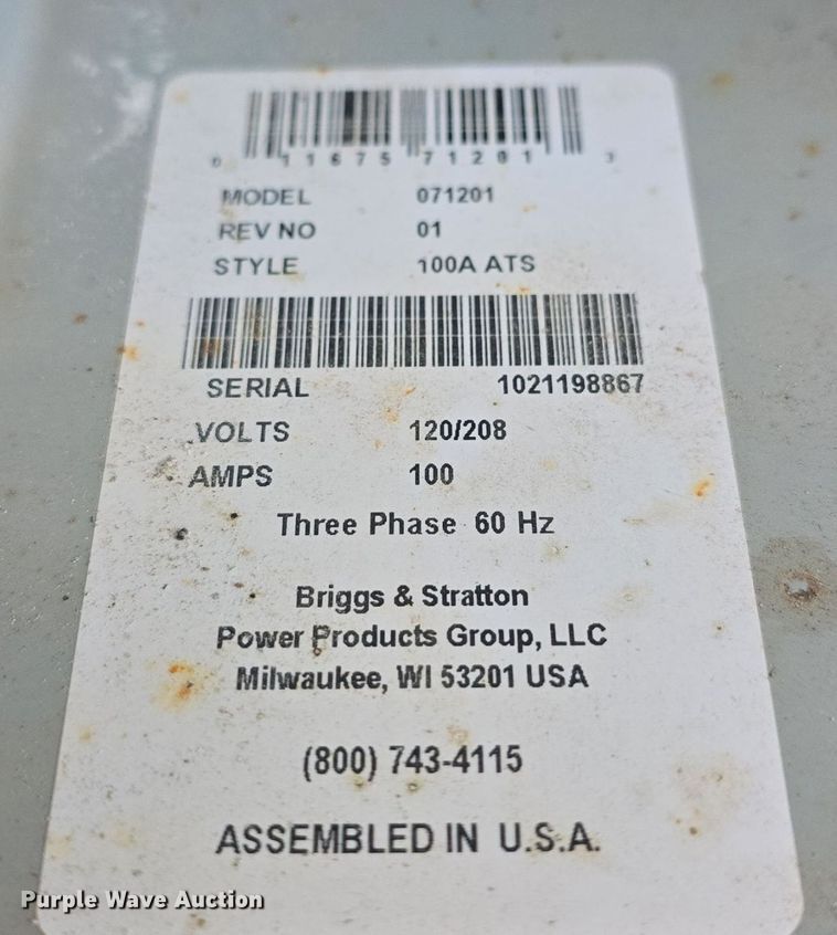 image for item EK5880 Milbank  generator