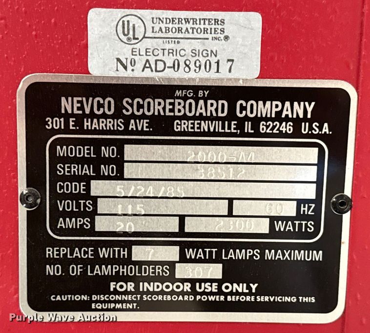 image for item NL9820 (2) Nevco 2000-A4 scoreboards