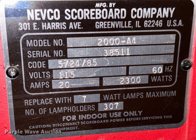 image for item NL9820 (2) Nevco 2000-A4 scoreboards