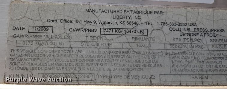 image for item NU9790 2010 Travalong livestock trailer