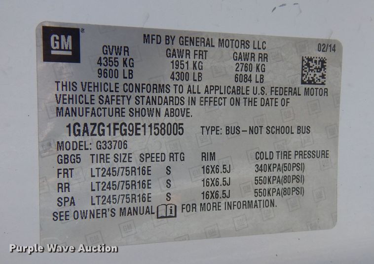 image for item NU9799 2014 Chevrolet  Express 3500 van