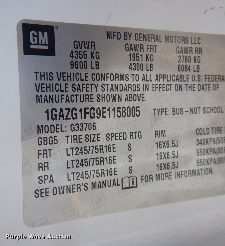 image for item NU9799 2014 Chevrolet  Express 3500 van