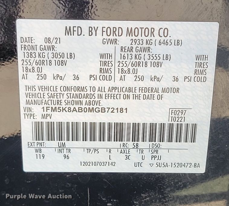 image for item NZ9842 2021 Ford  Explorer Police Interceptor  SUV