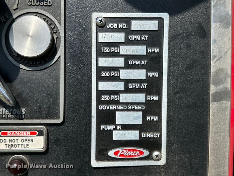 image for item OI9108 1995 Pierce pumper fire truck