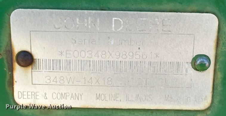 image for item DK6584 John Deere 348 small square baler