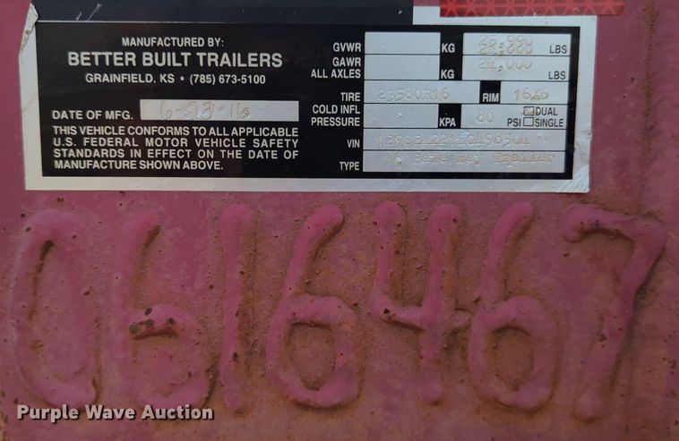 image for item DN3839 2017 Better Built hay trailer