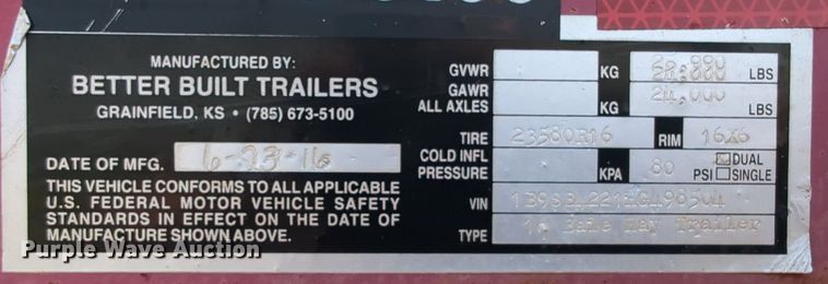 image for item DN3839 2017 Better Built hay trailer