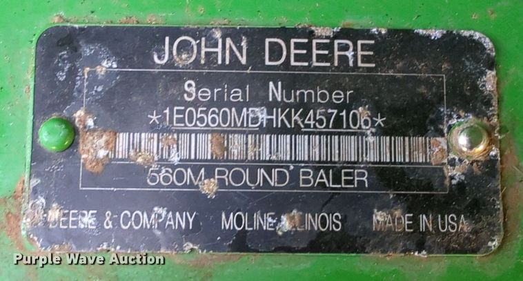 image for item DN3842 2019 John Deere 560M round baler
