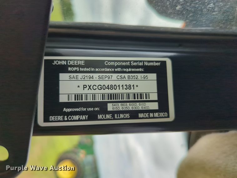 image for item DN3843 2012 John Deere 6115D MFWD tractor