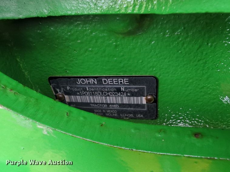 image for item DN3843 2012 John Deere 6115D MFWD tractor