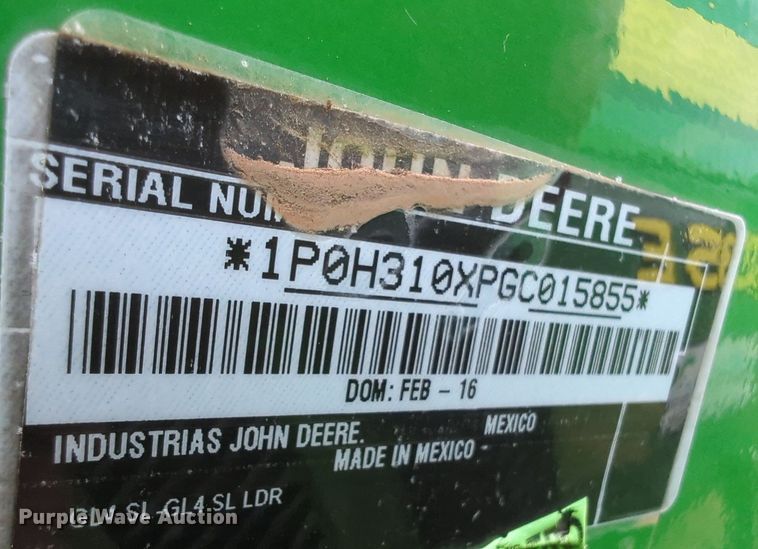 image for item DN3844 2016 John Deere 6135E MFWD tractor