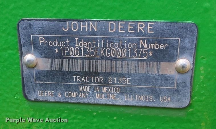 image for item DN3844 2016 John Deere 6135E MFWD tractor