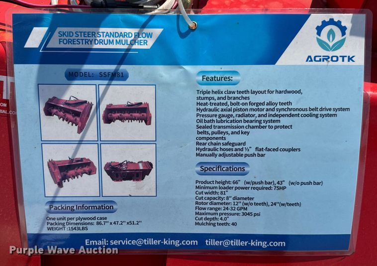 image for item DX0539 2024 TopCat SSFM81 skid steer mulcher