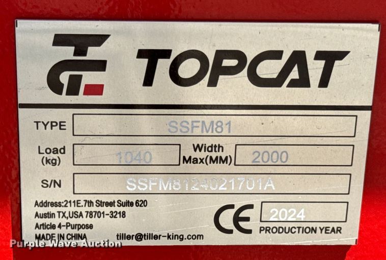 image for item DX0539 2024 TopCat SSFM81 skid steer mulcher