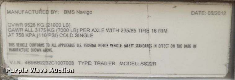image for item DR4761 2012 BMS Navigo SS22R enclosed cargo trailer