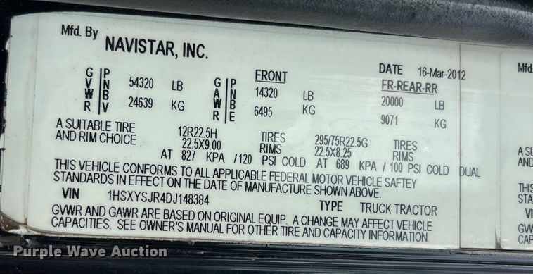 image for item DS3043 2013 International PayStar 5900i semi truck