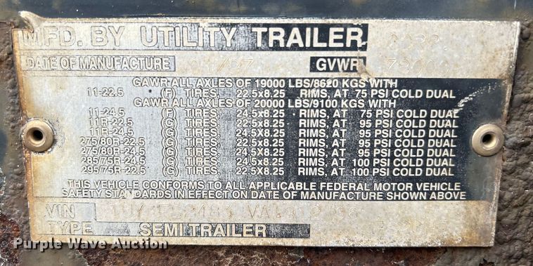 image for item EG1540 1997 Utility Trailer FS20HE flatbed trailer