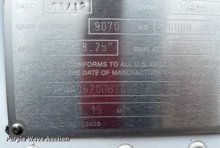 image for item EG1590 2013 Great Dane CSF-1214-20053 dry van trailer