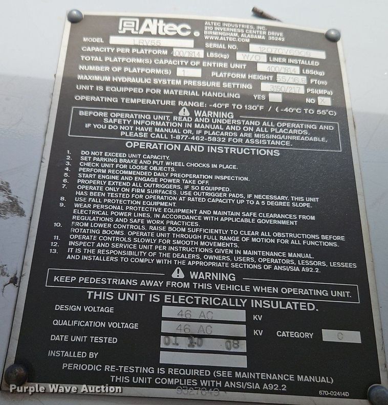 image for item EI3821 2008 International 4300 ProStar forestry bucket truck